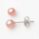 Orecchini - Perle coltivate d'acqua dolce rotonde 7-8 mm Rosa -