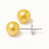 Orecchini a bottone con perle d'acqua dolce coltivate Diametro 9-10 mm Oro Oro bianco
