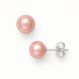 Orecchini a bottone con perle d'acqua dolce coltivate diametro 9-10 mm in oro rosa bianco