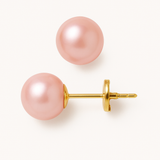 Orecchini - Perle coltivate d'acqua dolce - Bottone Diametro 9-10 mm Rosa - Gioielli da donna - Oro giallo