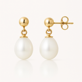 Orecchini - Perle coltivate d'acqua dolce - Diametro 7-8 mm Bianco - Gioielli da donna - Oro giallo