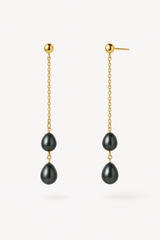 Orecchini - Perle coltivate d'acqua dolce - Pera Diametro 5-6 mm Nera Tahiti - Gioielli da donna - Oro giallo
