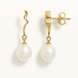 Orecchini - Perle Coltivate 8-9 mm Bianco - Oro Giallo