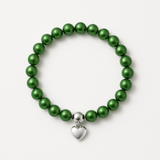 Bracciale Portafortuna - Perla d'acqua dolce - Rotonda 5-6 mm Verde intenso
