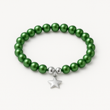 Bracciale Portafortuna - Perla d'acqua dolce - Rotonda 5-6 mm Verde intenso
