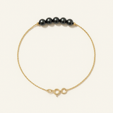 Bracciale - Perla coltivata d'acqua dolce - Diametro 3-4 mm Nera Tahiti - Oro giallo