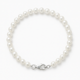 Bracciale con perle coltivate rotonde 5-6 mm bianco naturale - Gioielli da donna