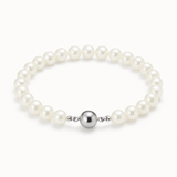 Bracciale - Perle coltivate d'acqua dolce - Semitonde 6-7 mm Bianco - Gioielli da donna - Argento 925 millesimi