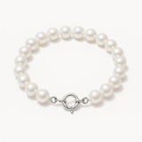 Bracciale - Perle coltivate d'acqua dolce - Semitonde 8-9 mm Bianco naturale - Gioielli da donna - Argento 925 millesimi
