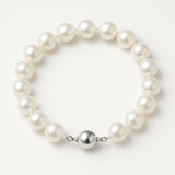 Bracciale - Perle coltivate d'acqua dolce - Semitonde 8-9 mm Bianco naturale - Gioielli da donna - Argento 925 millesimi