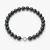 Bracciale - Perle Coltivate - Semitonde 5-6 mm Nero Tahiti - Argento