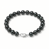Bracciale - Perle coltivate d'acqua dolce - Semirotonde 6-7 mm Nero Tahiti-Argento
