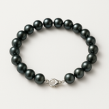 Bracciale - Perle coltivate d'acqua dolce - Semirotonde 7-8 mm Nero Tahiti - Argento