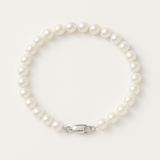 Bracciale - Perle Coltivate Rotonde 5-6 mm Bianche - Oro Bianco