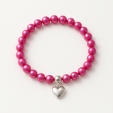Bracciale Portafortuna - Perla d'acqua dolce - Rotonda 5-6 mm Rosa fucsia