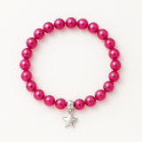 Bracciale Portafortuna - Perla d'acqua dolce - Rotonda 5-6 mm Rosa fucsia