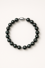 Bracciale portafortuna - Perla d'acqua dolce - Rotonda 5-6 mm Nera Tahiti -