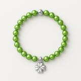 Bracciale Portafortuna - Perla d'acqua dolce - Rotonda 5-6 mm Verde tonico
