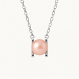 Collana in argento 2K con perle d'acqua dolce coltivate rosa rotonde 7-8 mm