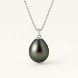 Eccezionale: collana in argento e vera perla di Tahiti 8-9 mm