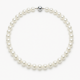 Collana - Perla d'acqua dolce - Semitonda 8-9 mm Bianca - Gioielli da donna