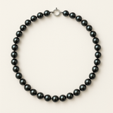 Collana - Perle coltivate d'acqua dolce rotonde 7-8 mm Tahiti nere - Gioielli da donna - Oro bianco