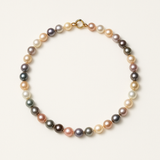Collana - Perle di riso coltivate d'acqua dolce 6-7 mm Multicolori - Oro giallo