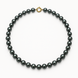 Collana - Perle coltivate d'acqua dolce rotonde 8-8 mm Tahiti nere - Gioielli da donna - Oro giallo