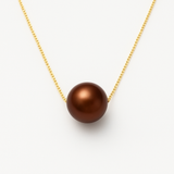 Collana - Perle Culultre - Diametro 9-10 mm Cioccolato - Oro giallo