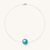 Collana - Perla coltivata d'acqua dolce - Diametro 9-10 mm Blu turchese - Argento sterling 925