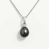 Ciondolo - Perla coltivata d'acqua dolce - Bottone diametro 5-6 mm Nero Tahiti - Gioielli da donna - Oro bianco