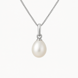 Ciondolo - Perla coltivata d'acqua dolce - Bottone diametro 5-6 mm Bianco - Gioielli da donna - Oro bianco