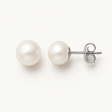 Orecchini a bottone - Perle coltivate d'acqua dolce - Diametro 9-10 mm Bianco