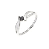 Anello Bangle Incrociato Solitario Argento 925 Millesimato Rodiato Ossido di Zirconio NERO 3 mm